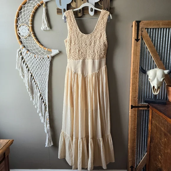 Free People Exotic Escape Convertible Maxi Dress Semolina Nwt - Picture 8 of 12